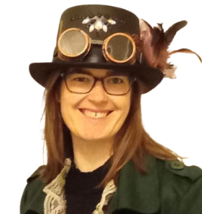 Liz wearing Steampunk hat